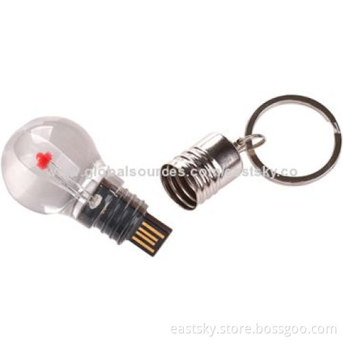 Bulb style USB flash drive, can be lighten-up when we connect it with computer, 64MB to 32GB